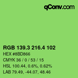 カラーコード: RGB 139.3 216.4 102 | qconv.com
