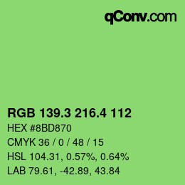 カラーコード: RGB 139.3 216.4 112 | qconv.com
