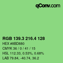 カラーコード: RGB 139.3 216.4 128 | qconv.com