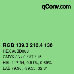 カラーコード: RGB 139.3 216.4 136 | qconv.com