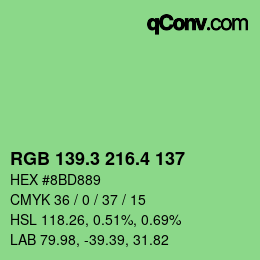 カラーコード: RGB 139.3 216.4 137 | qconv.com