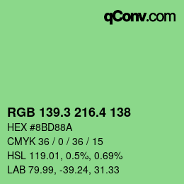 カラーコード: RGB 139.3 216.4 138 | qconv.com