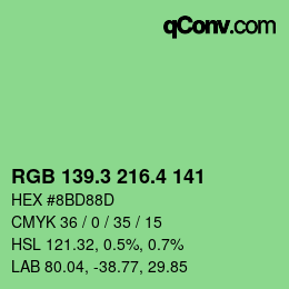 カラーコード: RGB 139.3 216.4 141 | qconv.com
