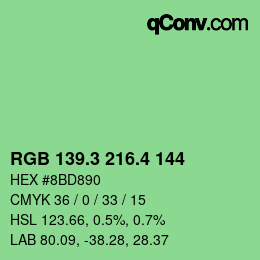 カラーコード: RGB 139.3 216.4 144 | qconv.com