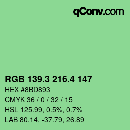 カラーコード: RGB 139.3 216.4 147 | qconv.com