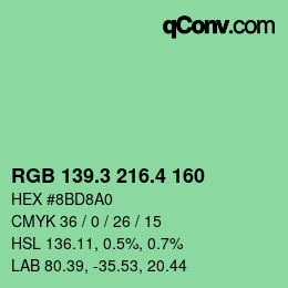 カラーコード: RGB 139.3 216.4 160 | qconv.com