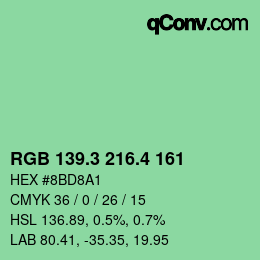 カラーコード: RGB 139.3 216.4 161 | qconv.com
