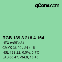 カラーコード: RGB 139.3 216.4 164 | qconv.com