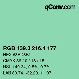 カラーコード: RGB 139.3 216.4 177 | qconv.com
