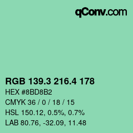 カラーコード: RGB 139.3 216.4 178 | qconv.com