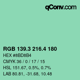 カラーコード: RGB 139.3 216.4 180 | qconv.com