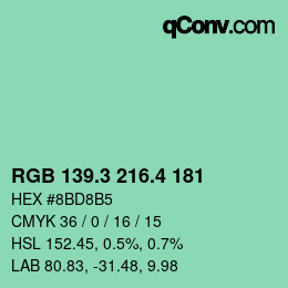 カラーコード: RGB 139.3 216.4 181 | qconv.com