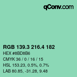 カラーコード: RGB 139.3 216.4 182 | qconv.com