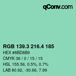 カラーコード: RGB 139.3 216.4 185 | qconv.com