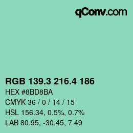 カラーコード: RGB 139.3 216.4 186 | qconv.com