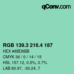 カラーコード: RGB 139.3 216.4 187 | qconv.com
