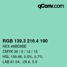 カラーコード: RGB 139.3 216.4 190 | qconv.com