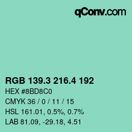カラーコード: RGB 139.3 216.4 192 | qconv.com