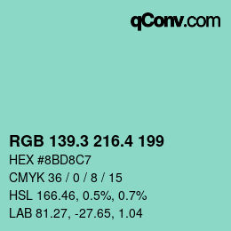 カラーコード: RGB 139.3 216.4 199 | qconv.com