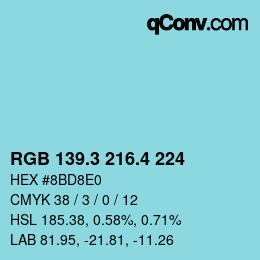 カラーコード: RGB 139.3 216.4 224 | qconv.com