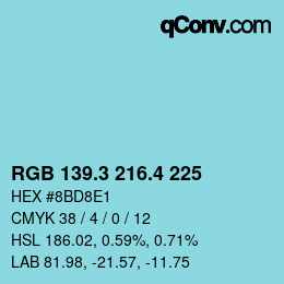 カラーコード: RGB 139.3 216.4 225 | qconv.com