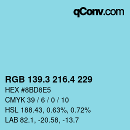 カラーコード: RGB 139.3 216.4 229 | qconv.com
