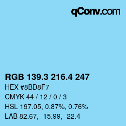 カラーコード: RGB 139.3 216.4 247 | qconv.com