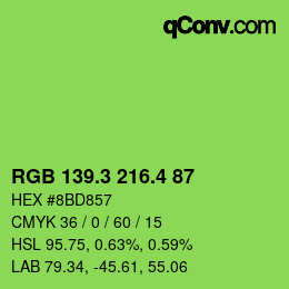 カラーコード: RGB 139.3 216.4 87 | qconv.com