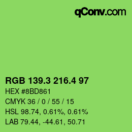 カラーコード: RGB 139.3 216.4 97 | qconv.com