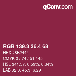 カラーコード: RGB 139.3 36.4 68 | qconv.com