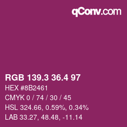 カラーコード: RGB 139.3 36.4 97 | qconv.com
