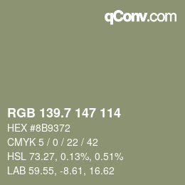 カラーコード: RGB 139.7 147 114 | qconv.com