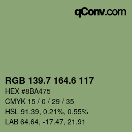 カラーコード: RGB 139.7 164.6 117 | qconv.com
