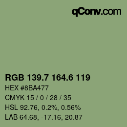 カラーコード: RGB 139.7 164.6 119 | qconv.com