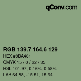 カラーコード: RGB 139.7 164.6 129 | qconv.com