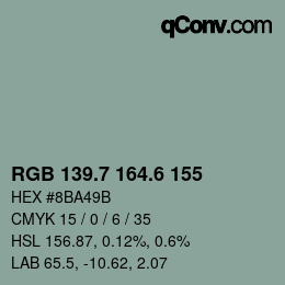 カラーコード: RGB 139.7 164.6 155 | qconv.com
