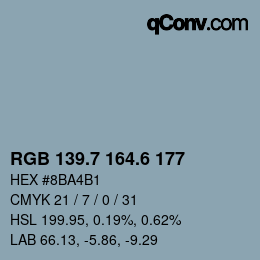 カラーコード: RGB 139.7 164.6 177 | qconv.com