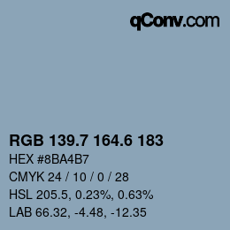 カラーコード: RGB 139.7 164.6 183 | qconv.com