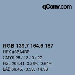 カラーコード: RGB 139.7 164.6 187 | qconv.com