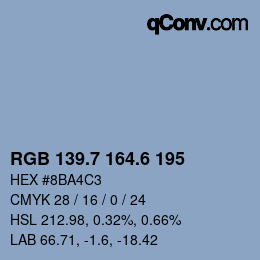 カラーコード: RGB 139.7 164.6 195 | qconv.com