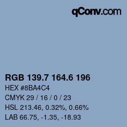 カラーコード: RGB 139.7 164.6 196 | qconv.com