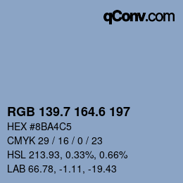 カラーコード: RGB 139.7 164.6 197 | qconv.com