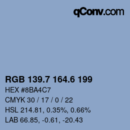 カラーコード: RGB 139.7 164.6 199 | qconv.com