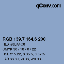 カラーコード: RGB 139.7 164.6 200 | qconv.com