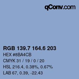 カラーコード: RGB 139.7 164.6 203 | qconv.com