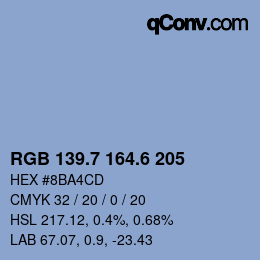 カラーコード: RGB 139.7 164.6 205 | qconv.com