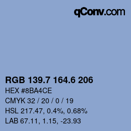 カラーコード: RGB 139.7 164.6 206 | qconv.com