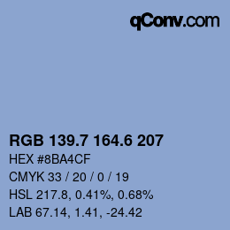 カラーコード: RGB 139.7 164.6 207 | qconv.com