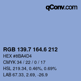 カラーコード: RGB 139.7 164.6 212 | qconv.com