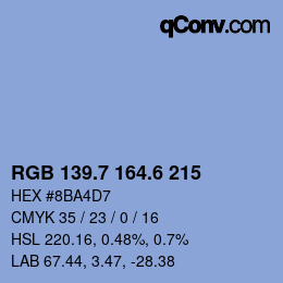 カラーコード: RGB 139.7 164.6 215 | qconv.com